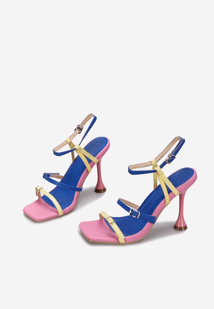 Viacfarebné sandále na tenkom podpätku Divina