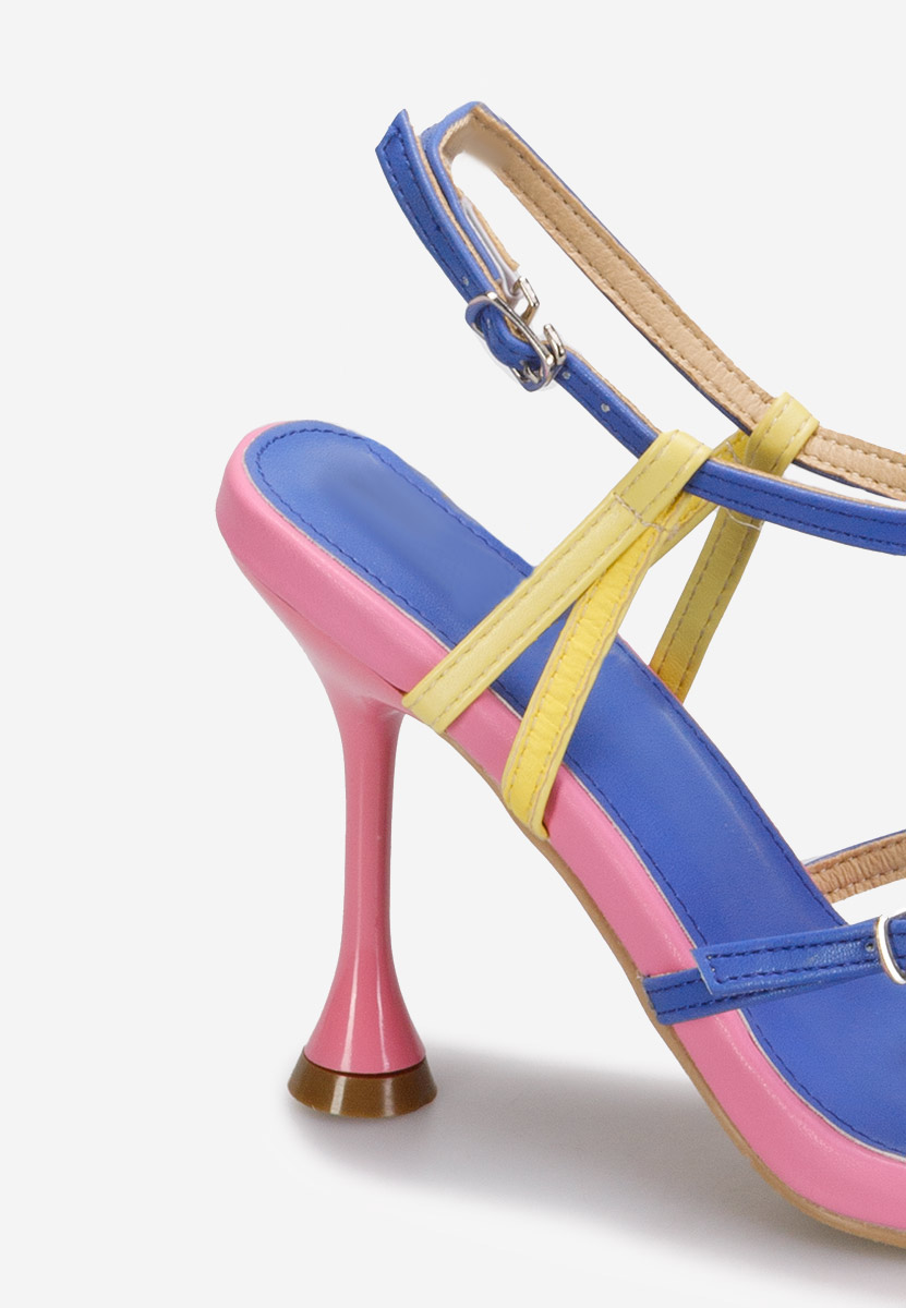 Viacfarebné sandále na tenkom podpätku Divina