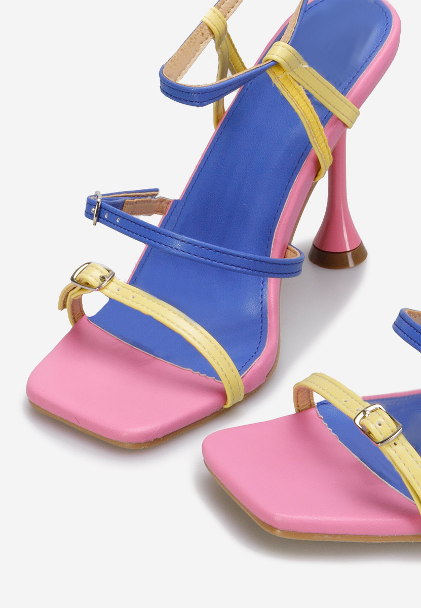Viacfarebné sandále na tenkom podpätku Divina