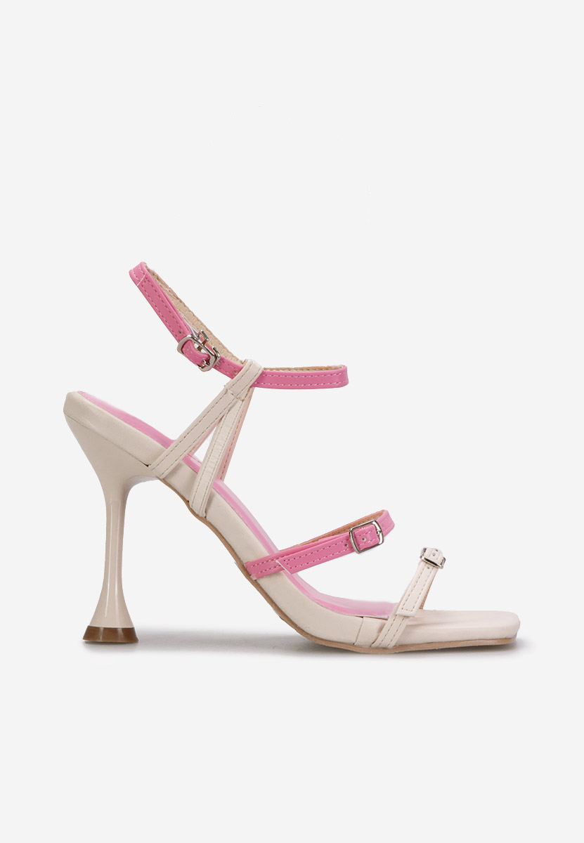 Nude sandále na tenkom podpätku Divina