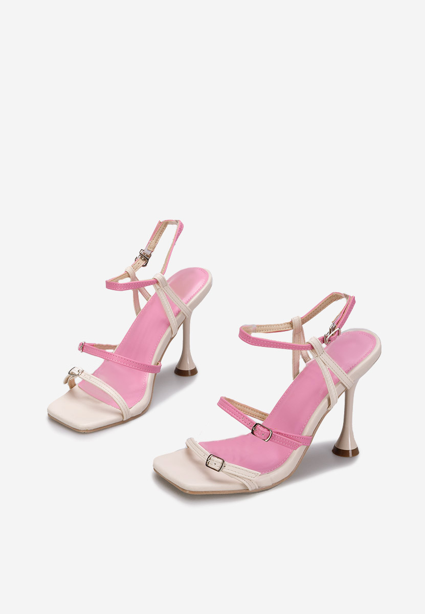 Nude sandále na tenkom podpätku Divina