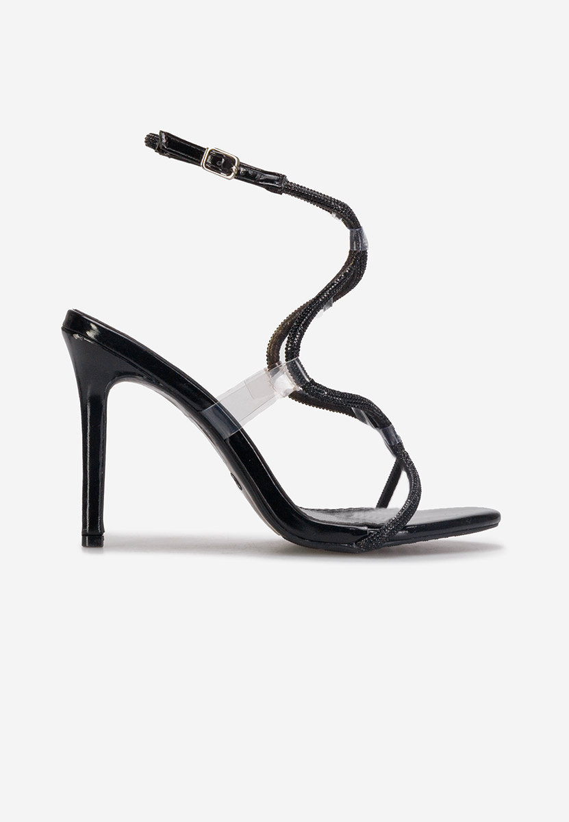 Čierne sandále na tenkom podpätku Yulina