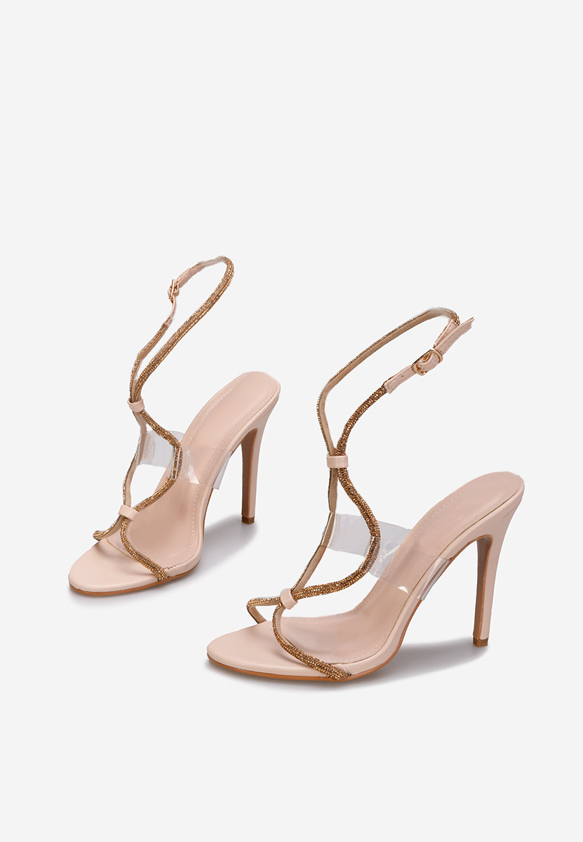 Béžové sandále na tenkom podpätku Yulina V2