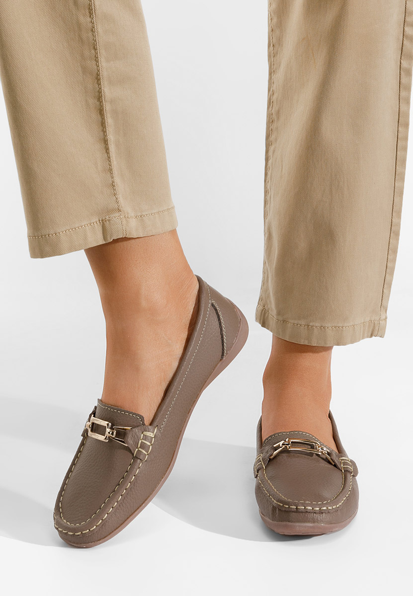 Khaki kožené mokasíny Celetina