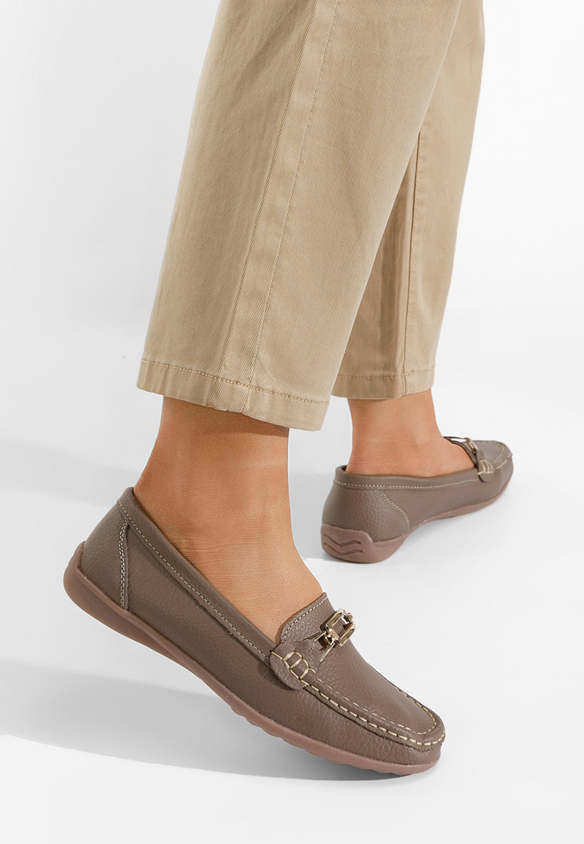 Khaki kožené mokasíny Celetina