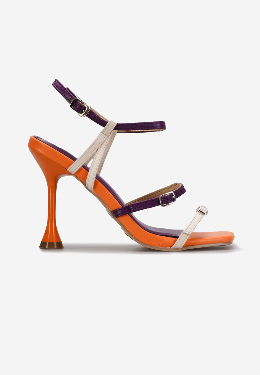 Oranžová sandále na tenkom podpätku Divina
