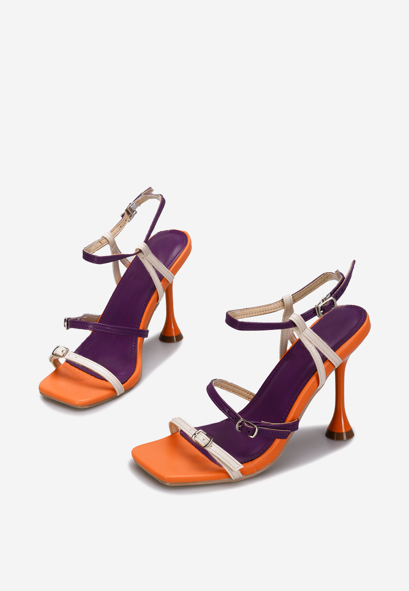 Oranžová sandále na tenkom podpätku Divina