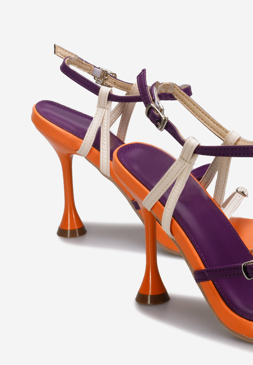 Oranžová sandále na tenkom podpätku Divina