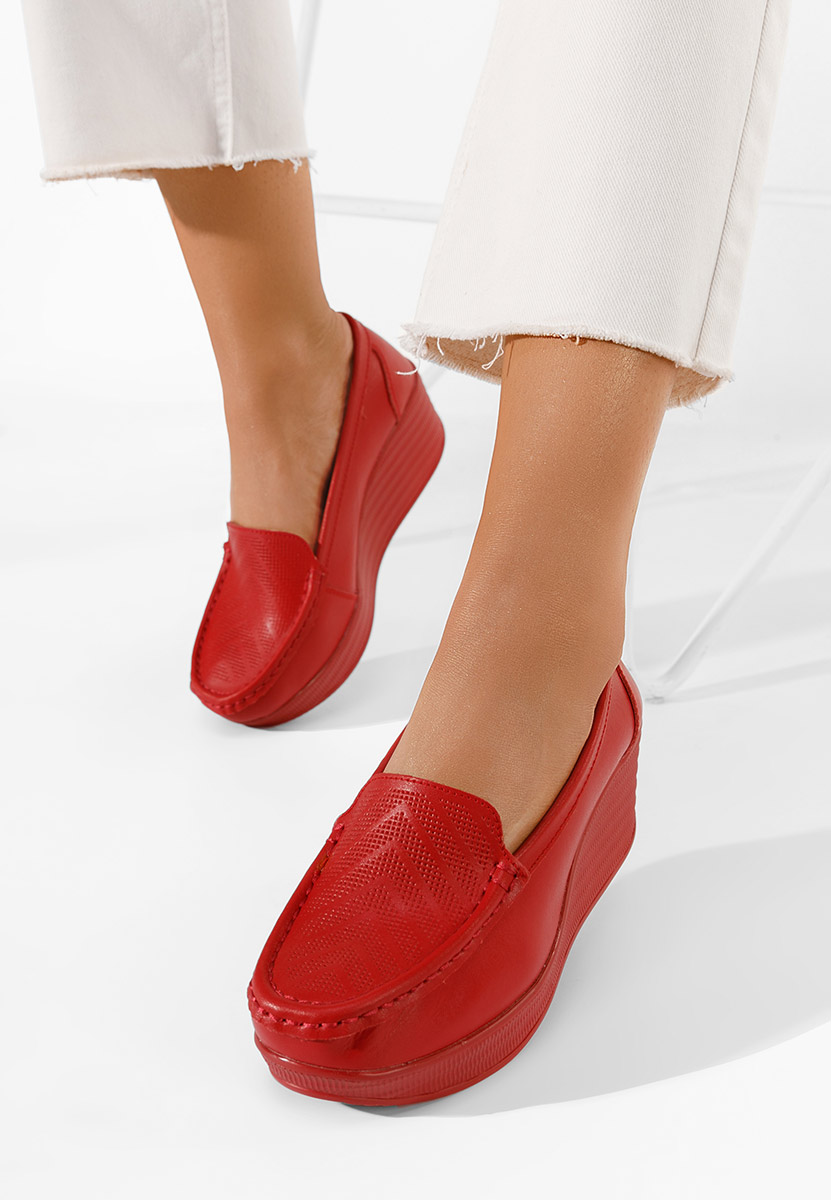 Červené dámske mokasíny na platforme Tangelo
