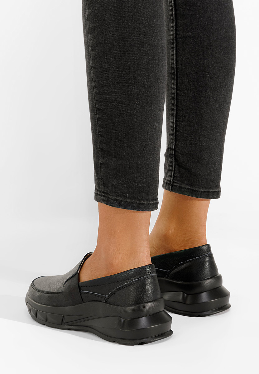 čierne kožené poltopánky dámske Amelya