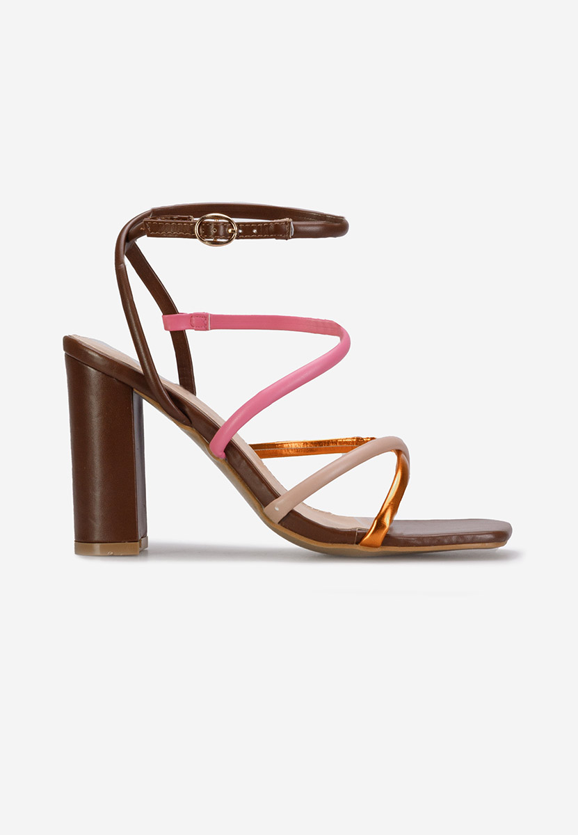Hnedé sandále na vysokom podpätku Kane