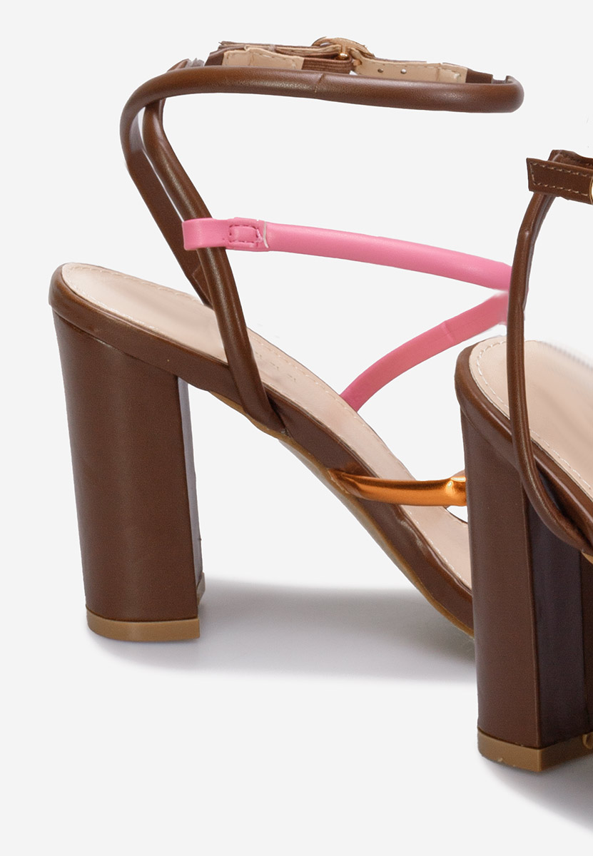Hnedé sandále na vysokom podpätku Kane