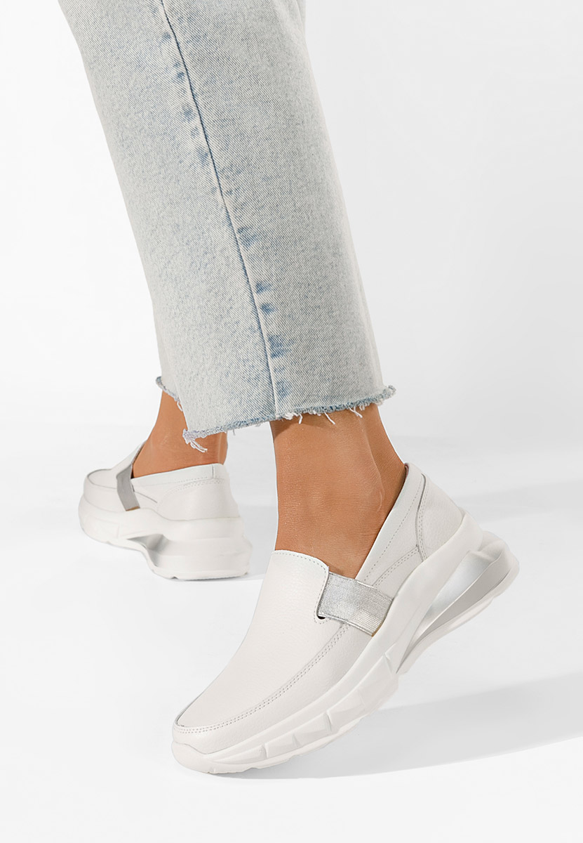 Biele kožené mokasíny dámske Amelya