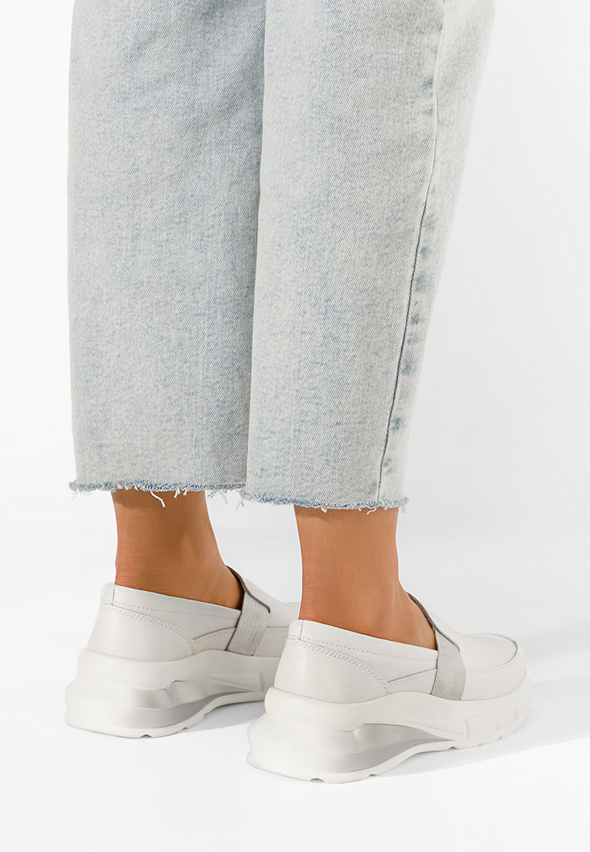 Biele kožené mokasíny dámske Amelya