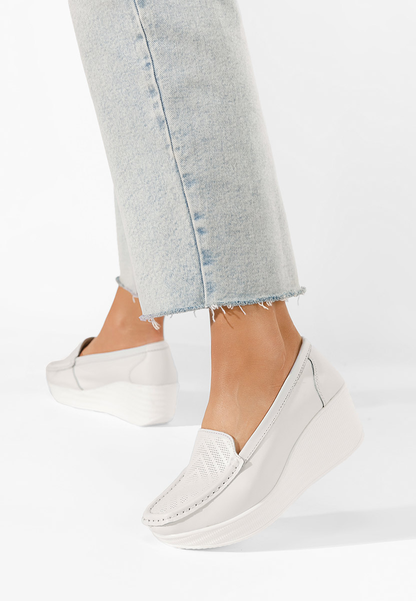 Biele kožené mokasíny dámske Tangelo