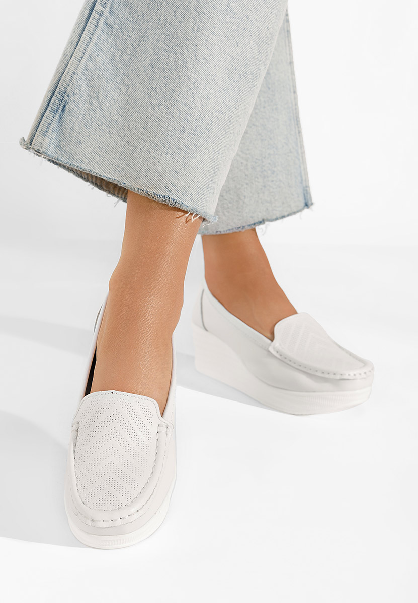 Biele kožené mokasíny dámske Tangelo