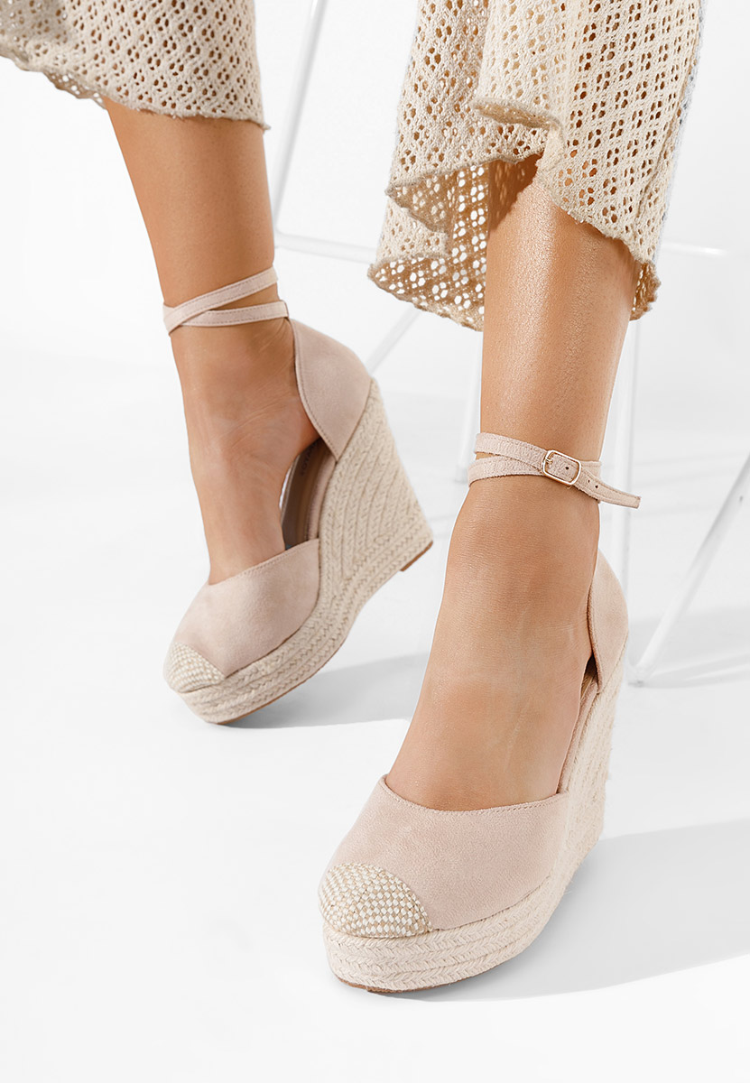Béžové espadrilky na platforme sandale Saniza