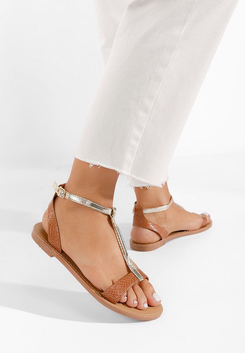 Camelové nízke sandále Isabela