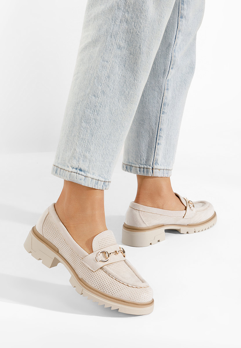 Béžové dámske letné mokasíny Sortela