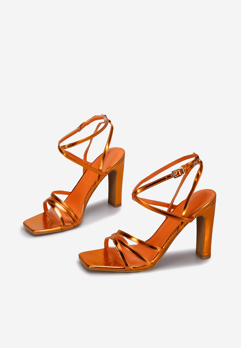 Oranžová sandále na hrubom podpätku Ayleen