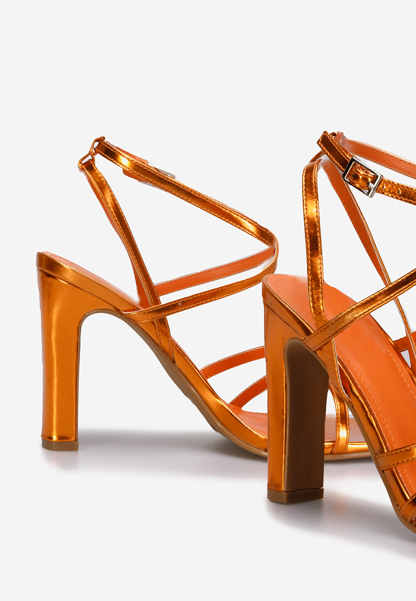 Oranžová sandále na hrubom podpätku Ayleen
