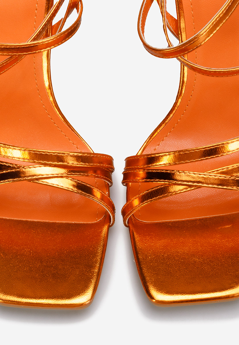 Oranžová sandále na hrubom podpätku Ayleen