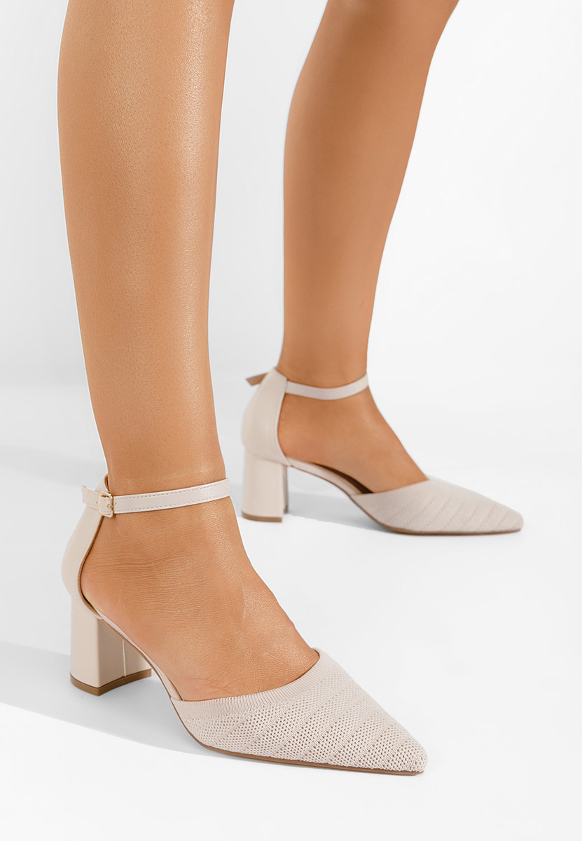 Béžové lodičky na hrubom opätku Silvena