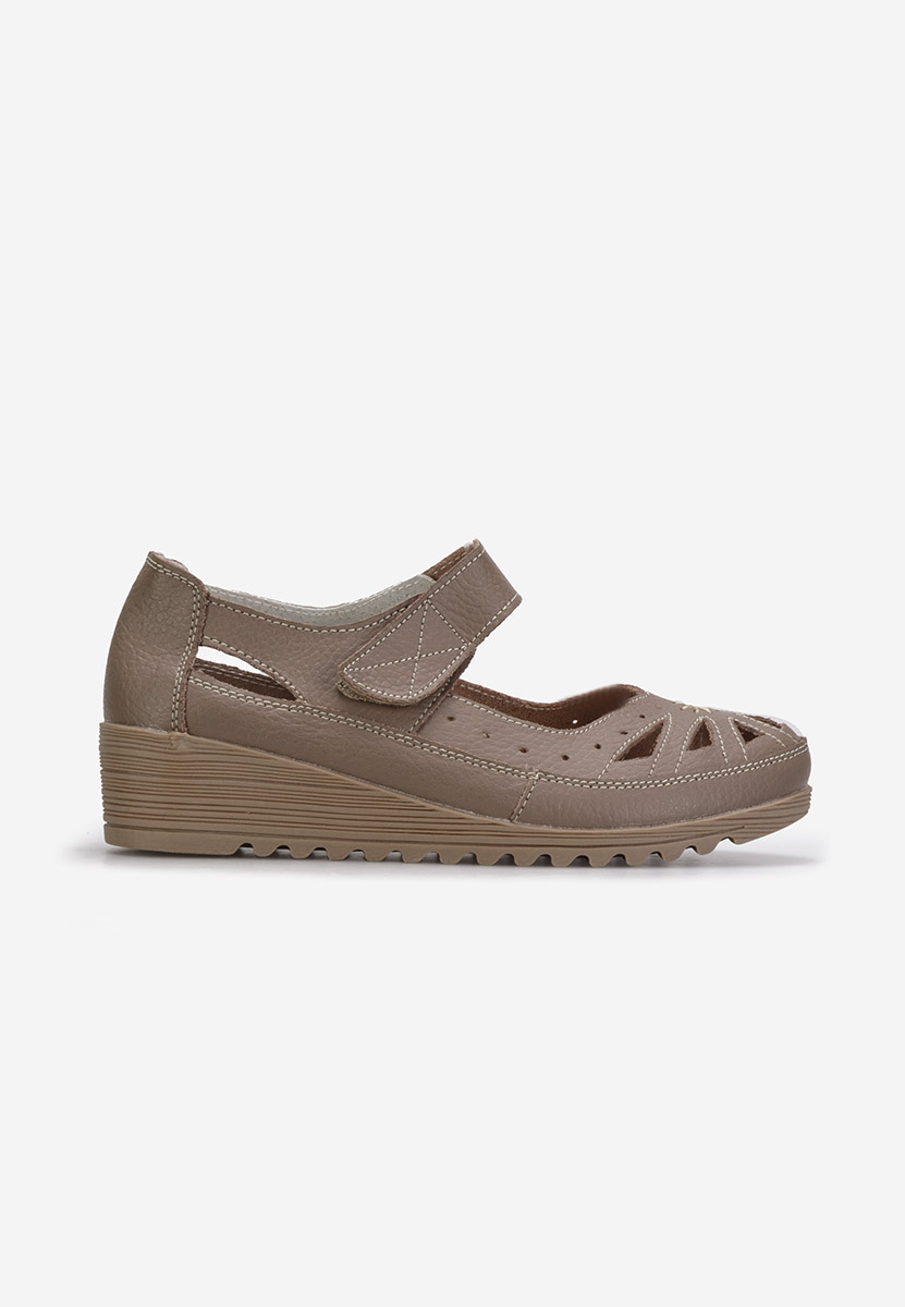 Khaki balerínky na platforme Cassina