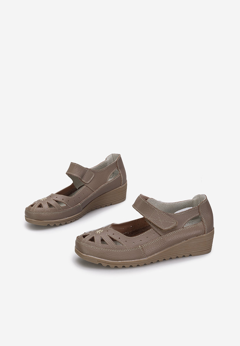 Khaki balerínky na platforme Cassina