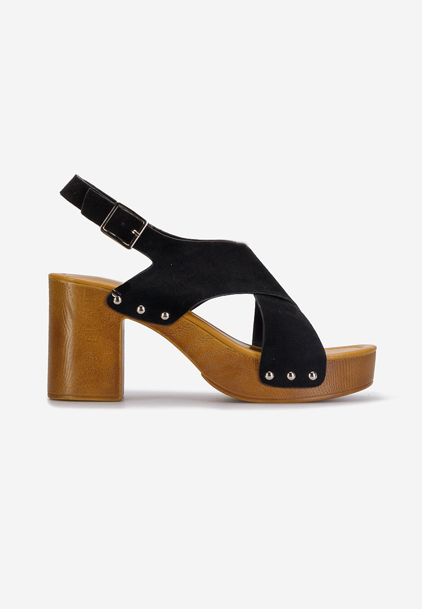 Čierne sandále na hrubom podpätku a platforme Azalea