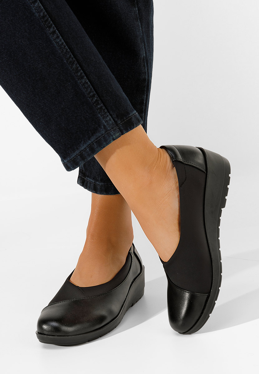 čierne dámske mokasíny na platforme Iselda