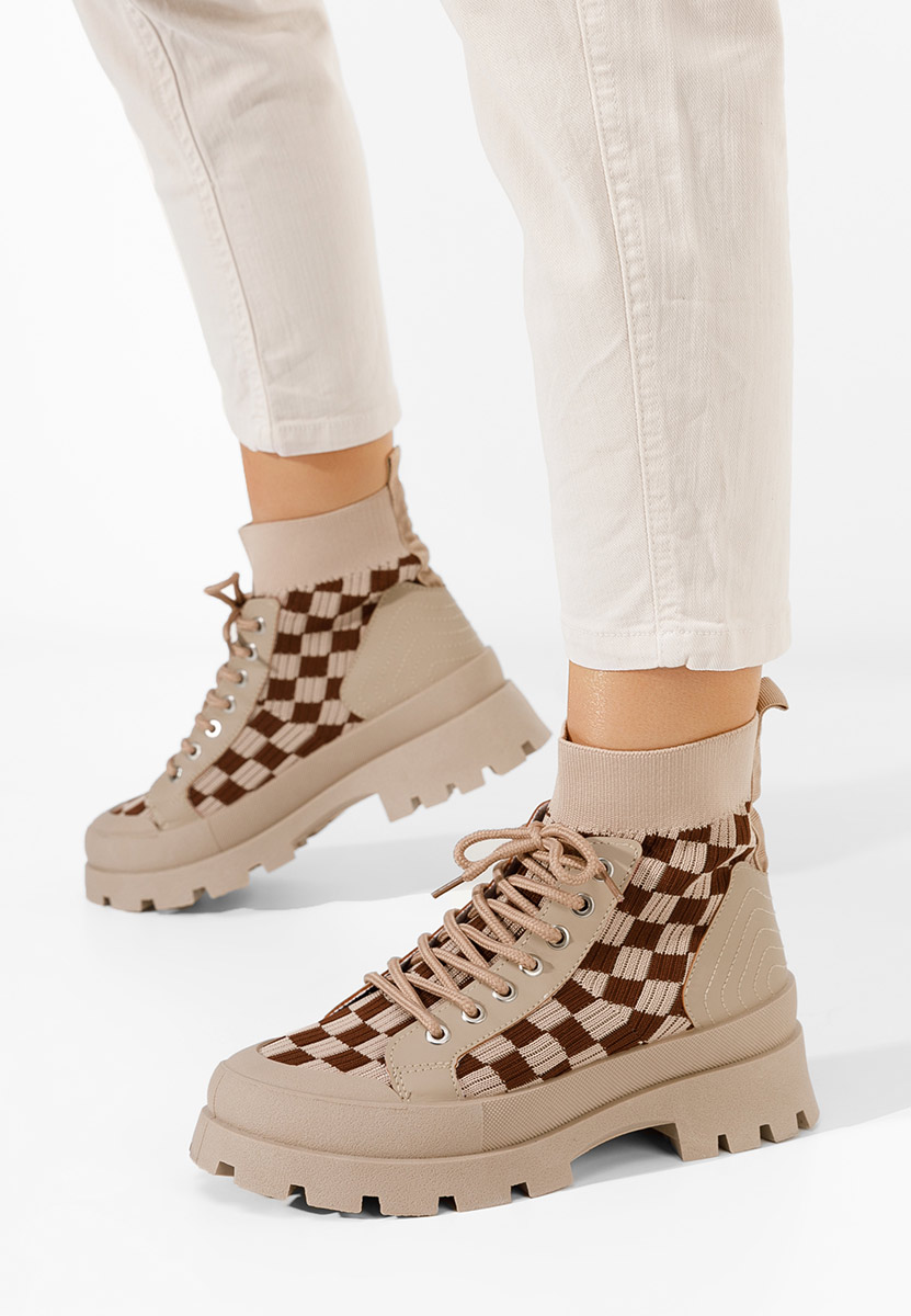 Khaki vysoké tenisky dámske Zendoria V2