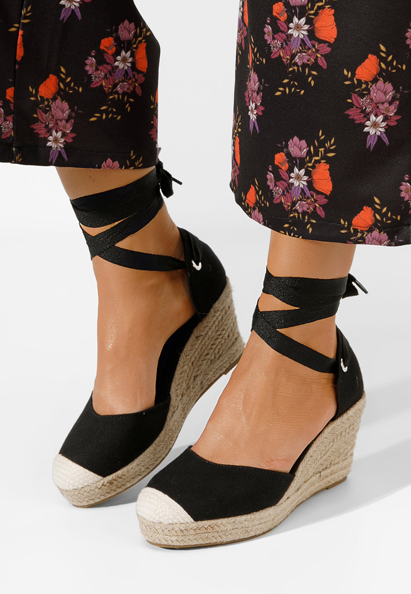 Čierne espadrilky na platforme sandale Vilena
