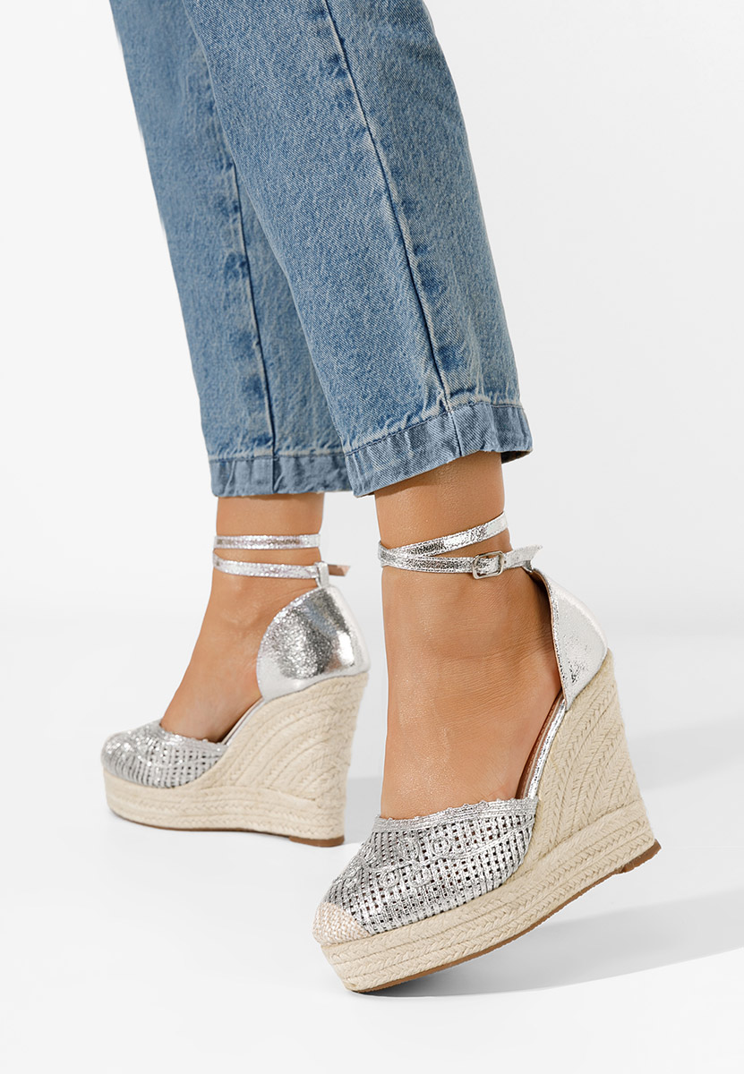 Strieborné espadrilky na platforme sandale Jolyne