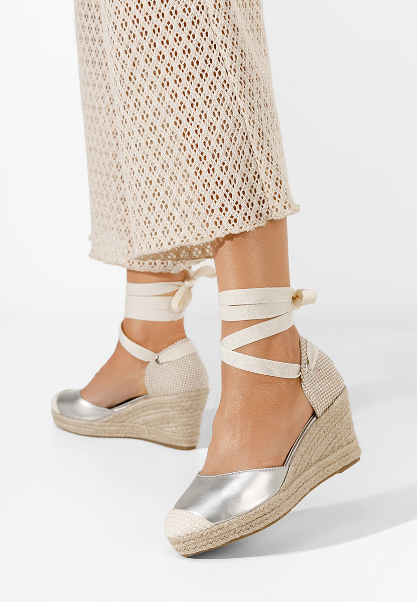 Strieborné espadrilky na platforme sandale Vilena