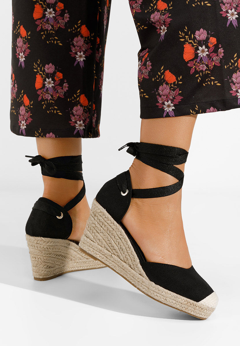 Čierne espadrilky na platforme sandale Vilena