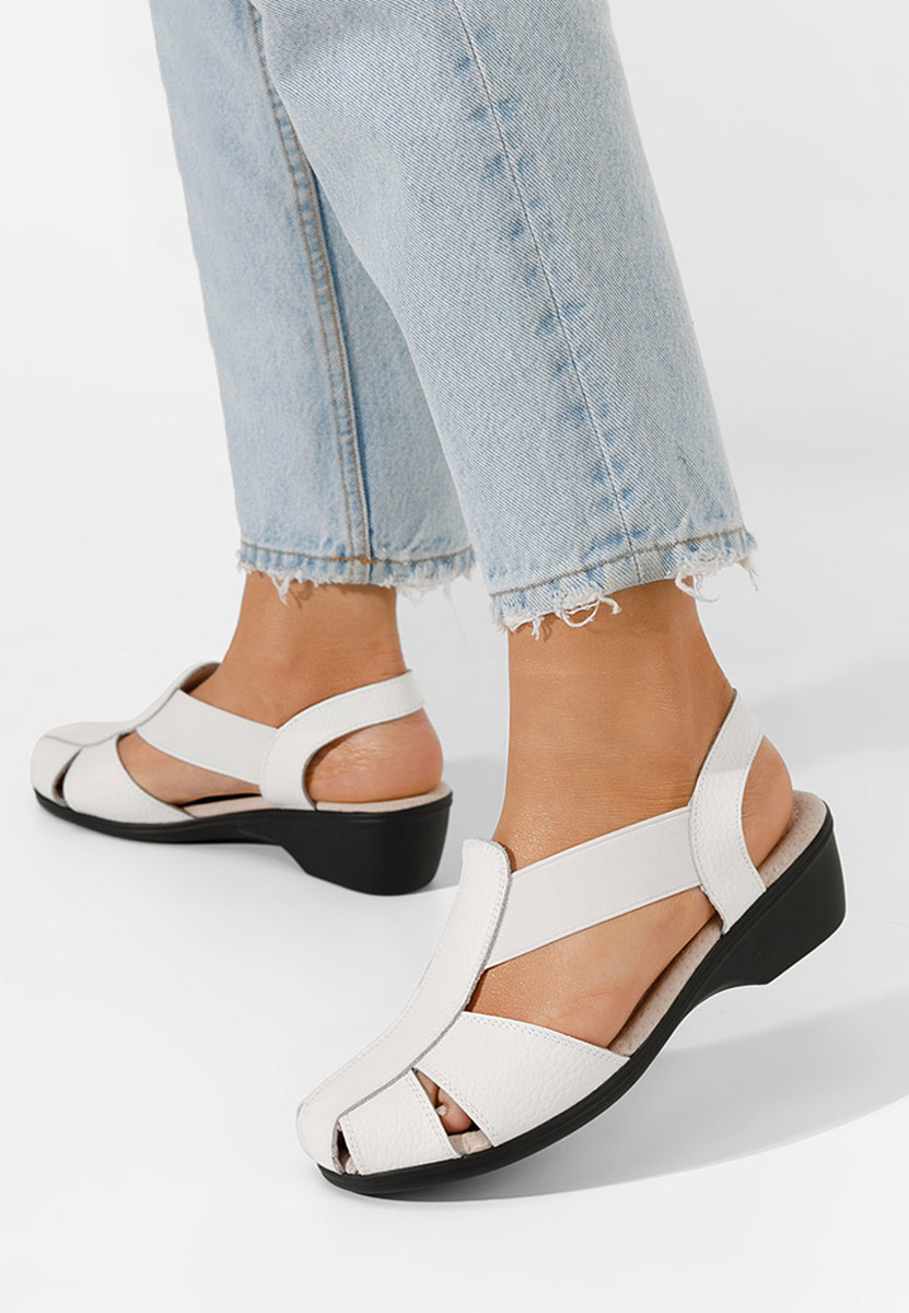 Biele sandale na nizkom opatku Melona V4