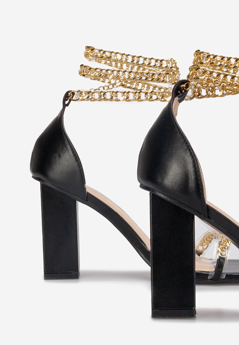 Čierne sandále na hrubom opätku Alize