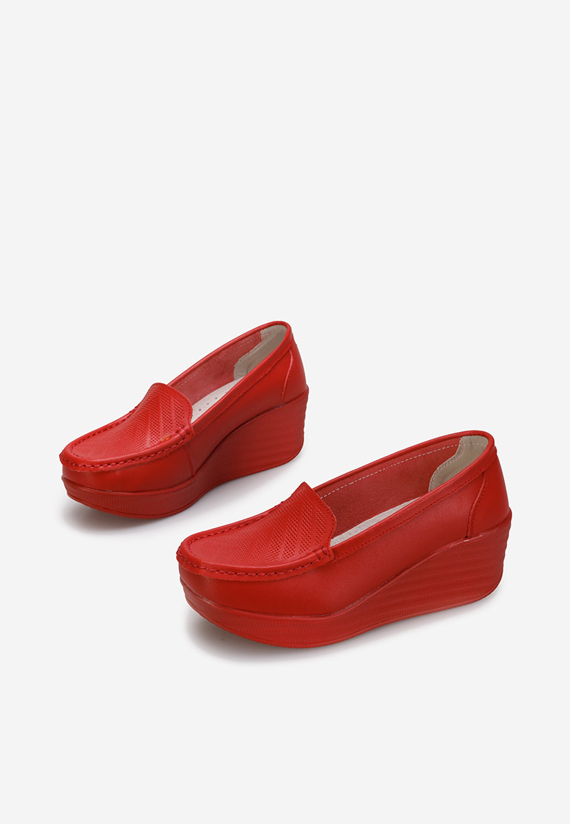 Červené dámske mokasíny na platforme Tangelo