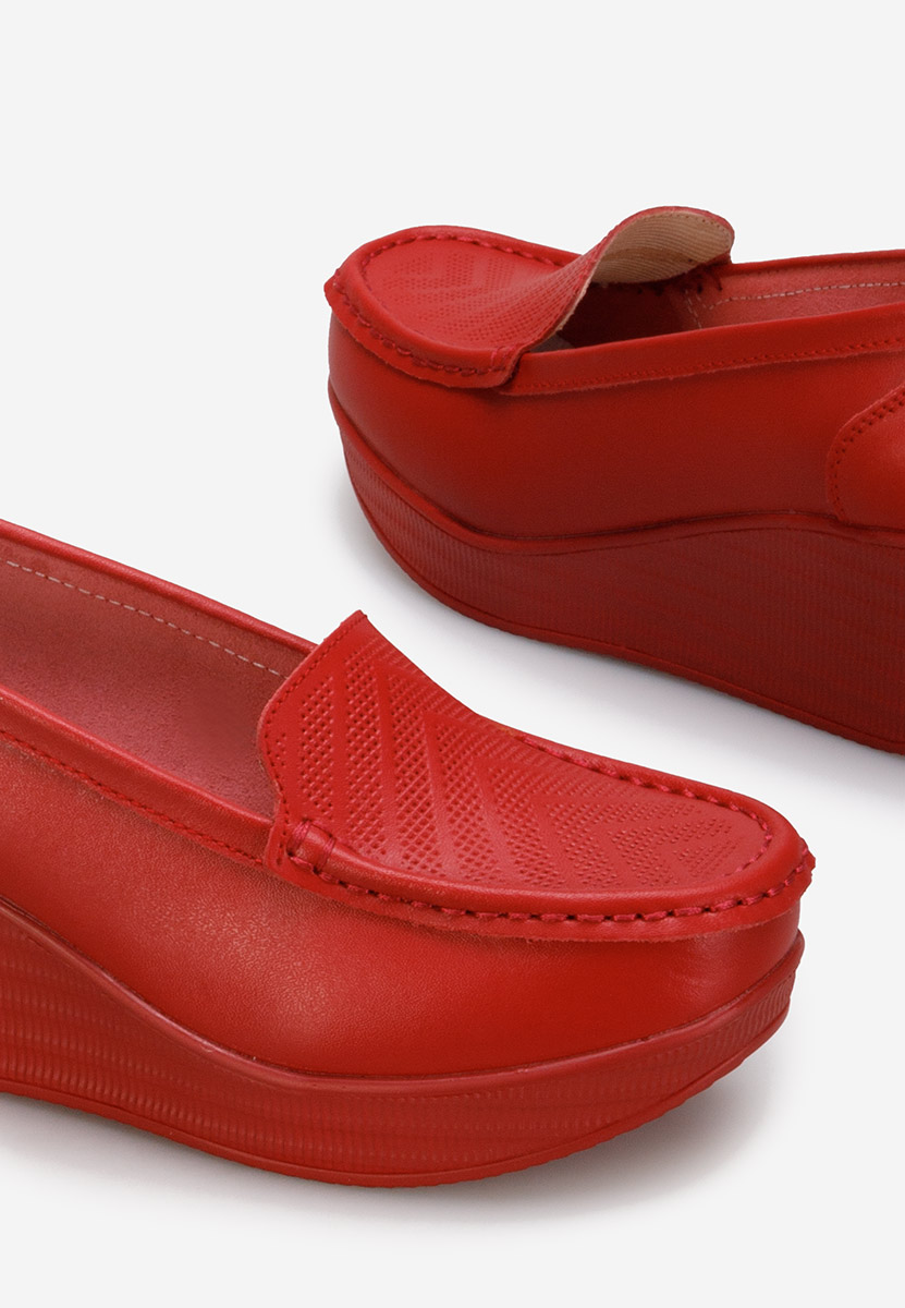 Červené dámske mokasíny na platforme Tangelo