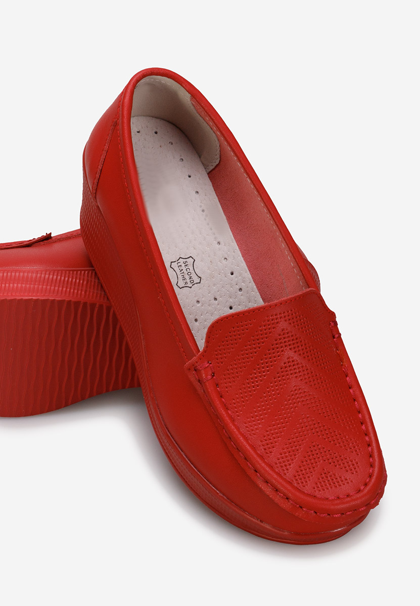 Červené dámske mokasíny na platforme Tangelo