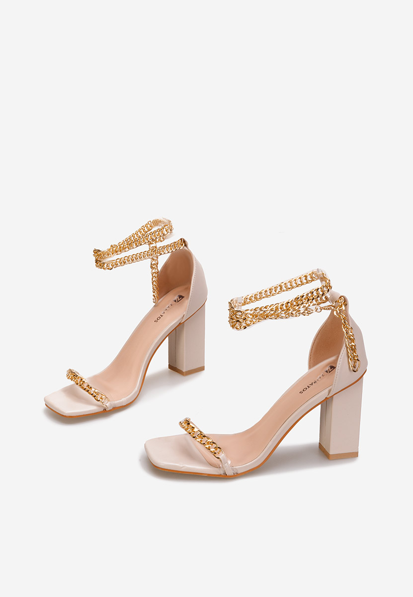 Béžové sandále s ozdobnými kamienkami Alize