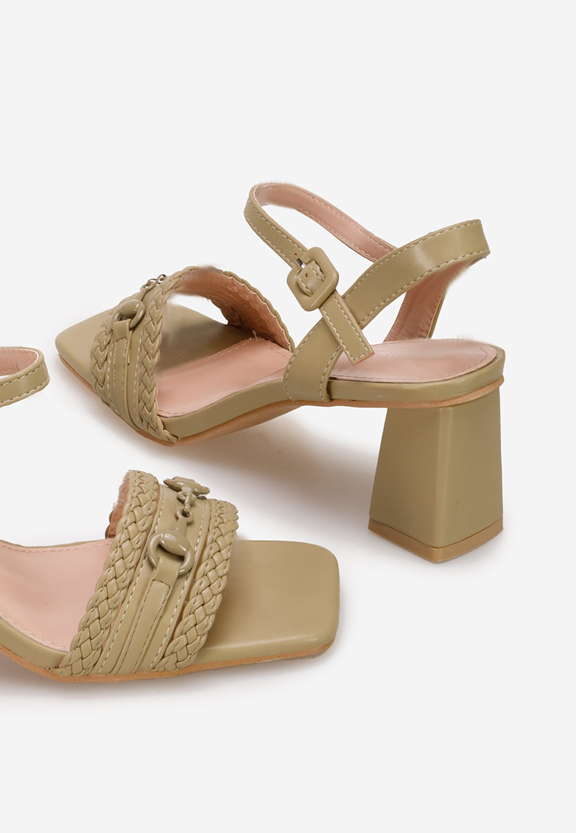 Zelené sandále na hrubom podpätku Egenia