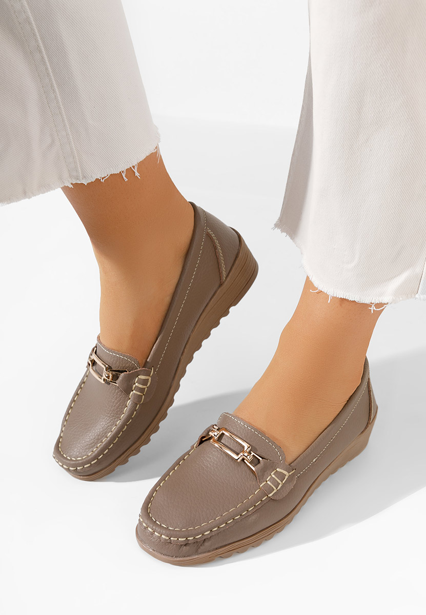 Khaki dámske mokasíny na platforme Fahima