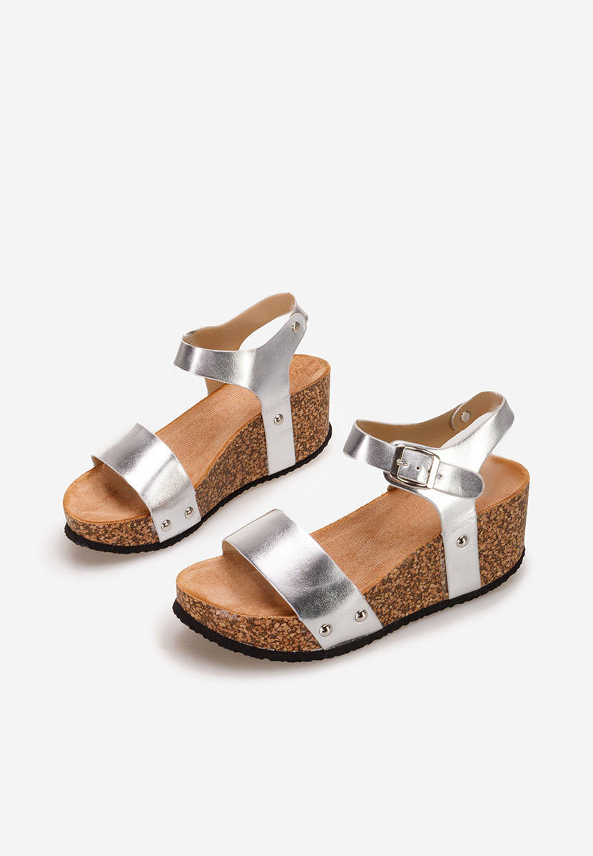 Strieborné sandále na platforme Keya