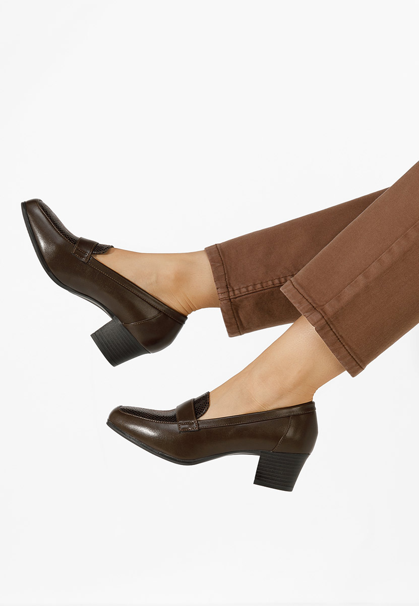 Khaki mokasíny na opätku Elidera