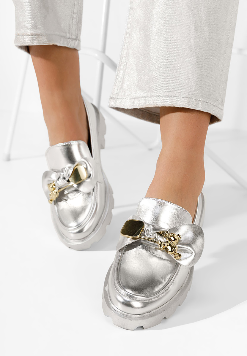 Strieborné mokasíny dámske Tervi V2