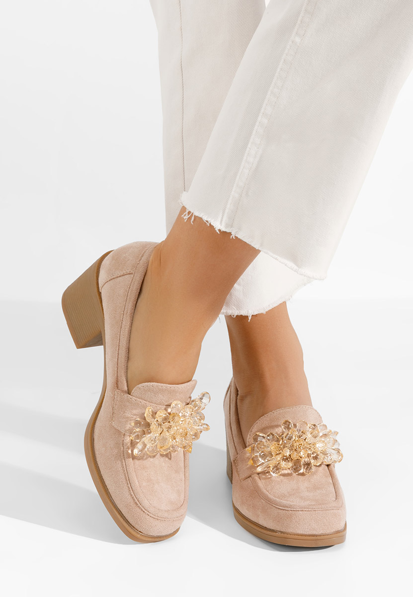 Camelové mokasíny na opätku Ermela