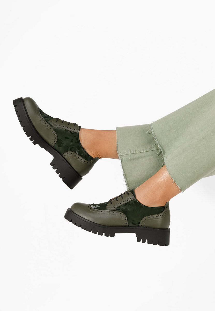 Khaki poltopánky brogue dámske Varya