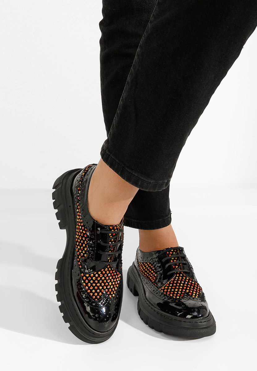 Čierne poltopánky brogue dámske Henise V7